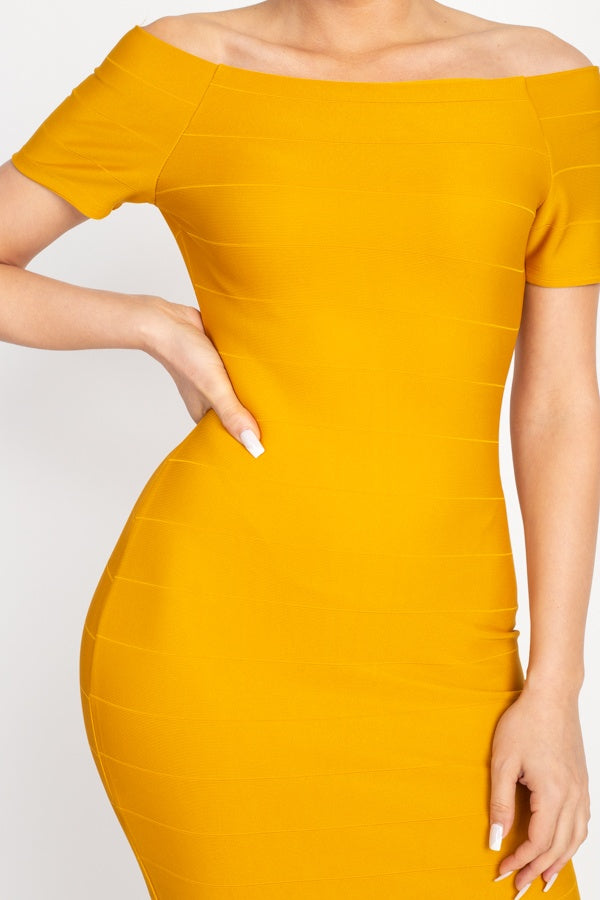 Off The Shoulder Bandage Dress - A&A Haute Spot