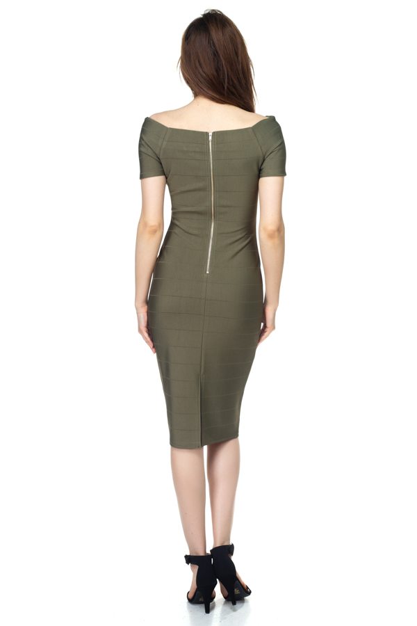 Off The Shoulder Bandage Dress - A&A Haute Spot