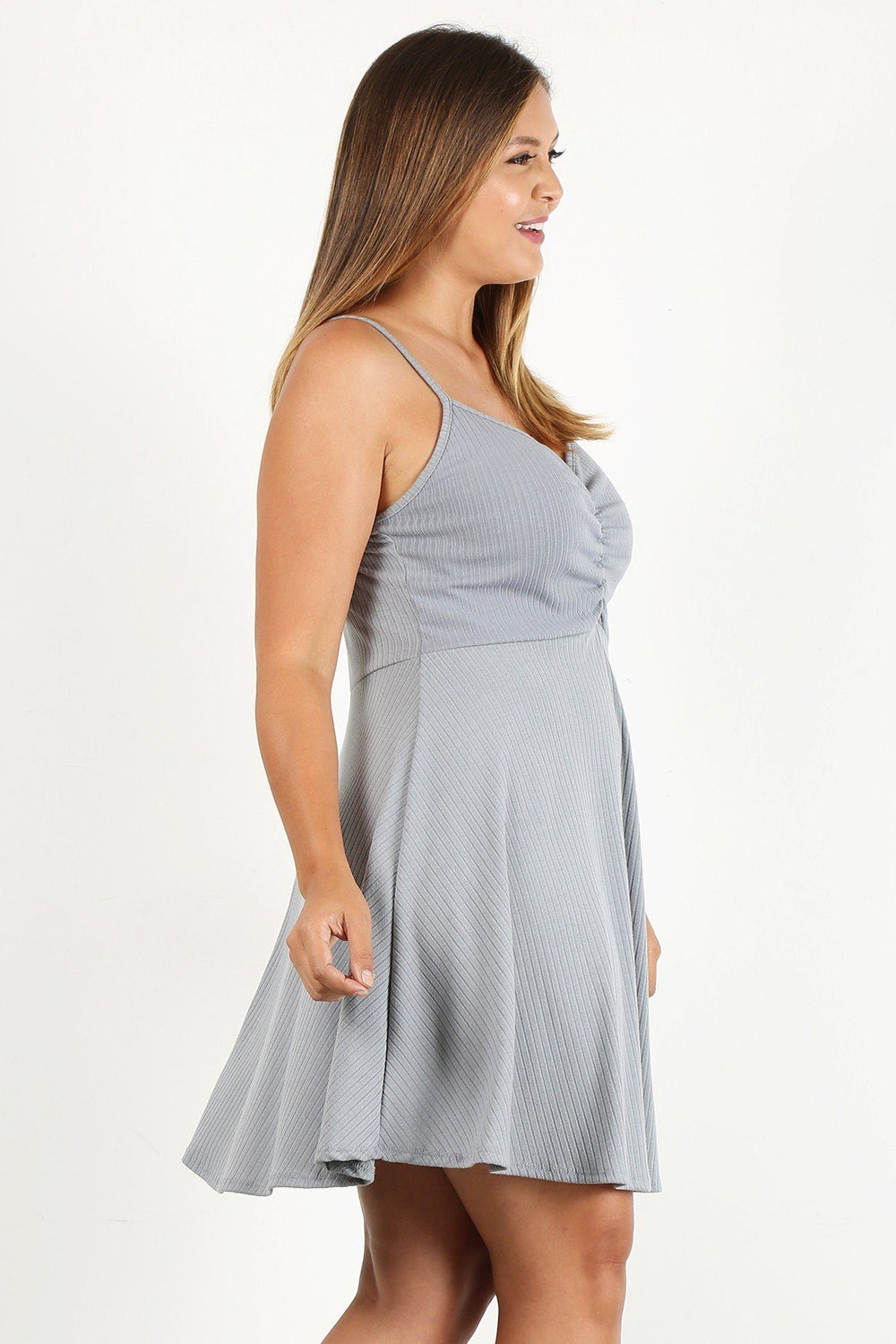 Plus Size Solid Print Sleeveless Dress - A&A Haute Spot