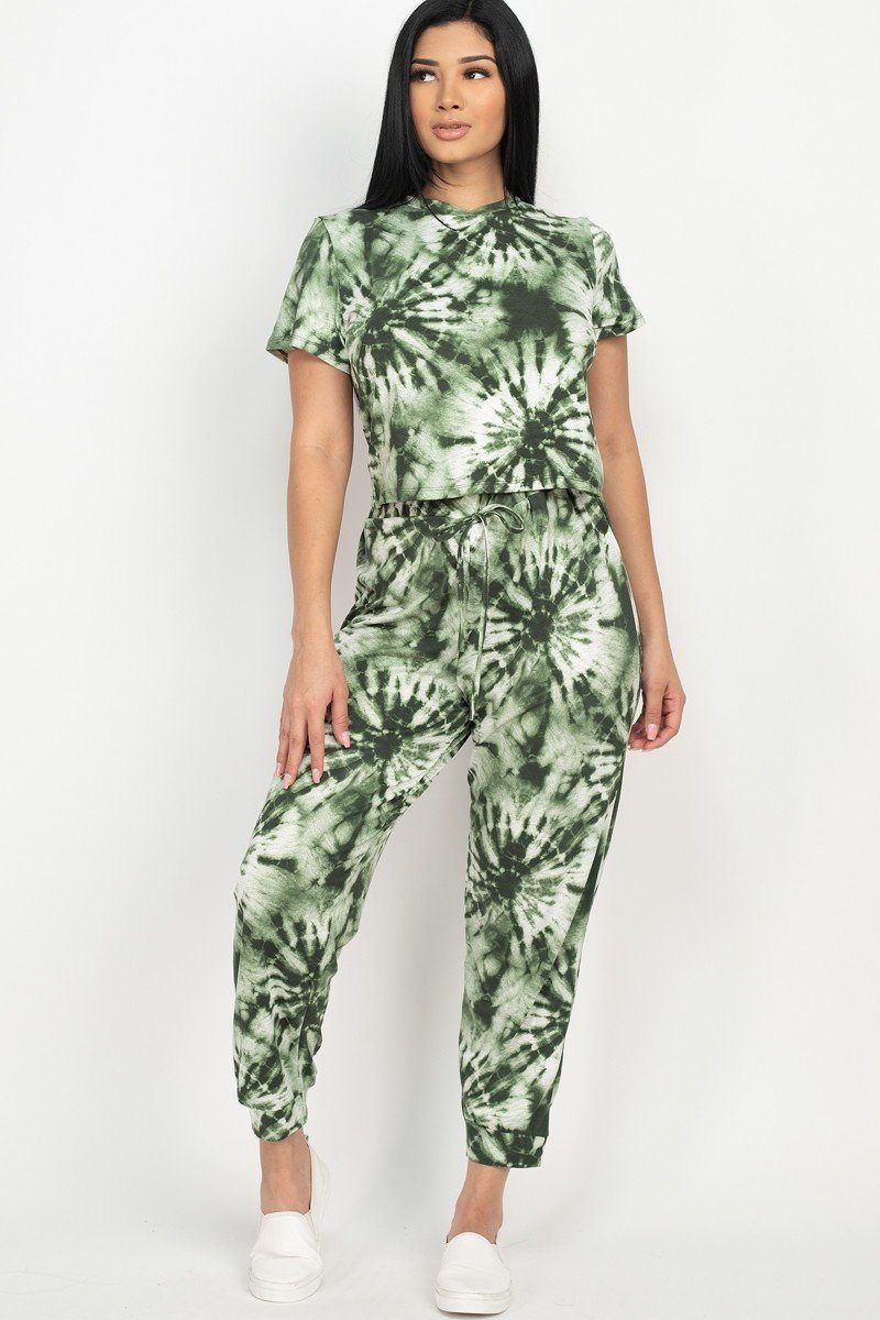 Tie-dye Printed Top And Pants Set - A&A Haute Spot