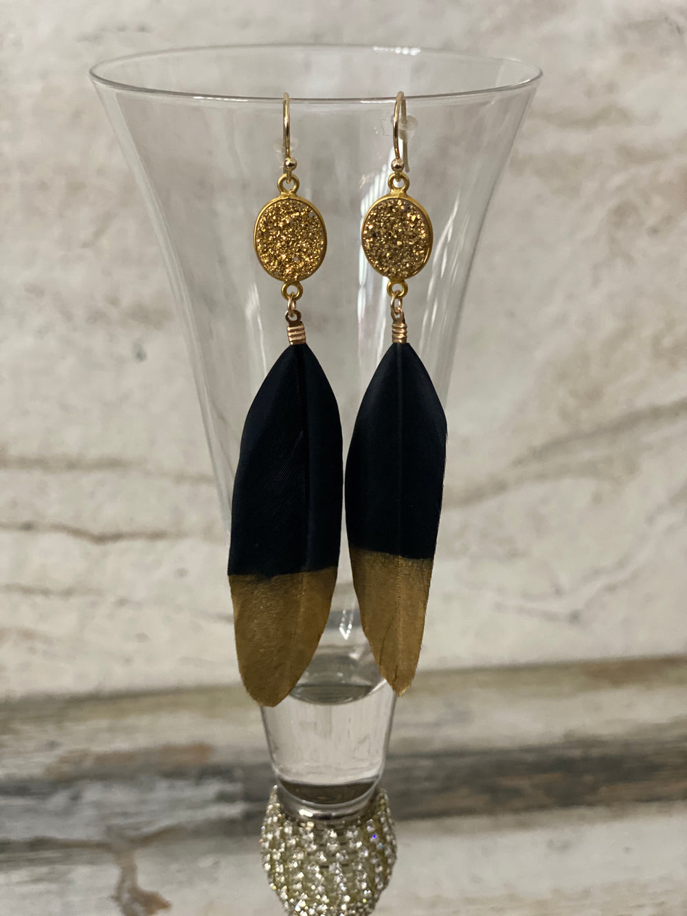 Feather Druzy Earrings - A&A Haute Spot