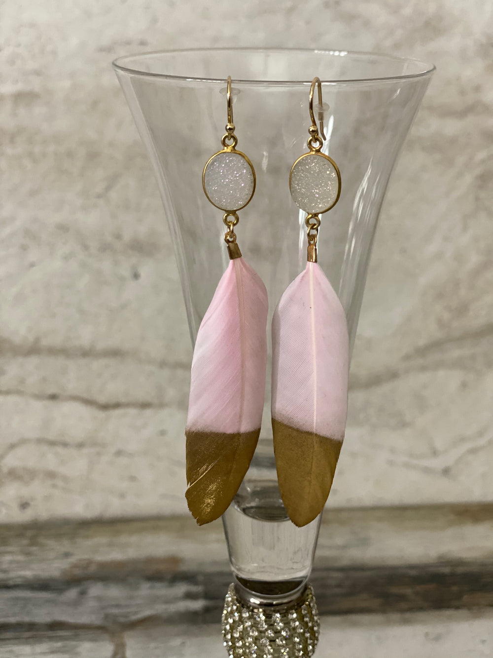 Feather Druzy Earrings - A&A Haute Spot