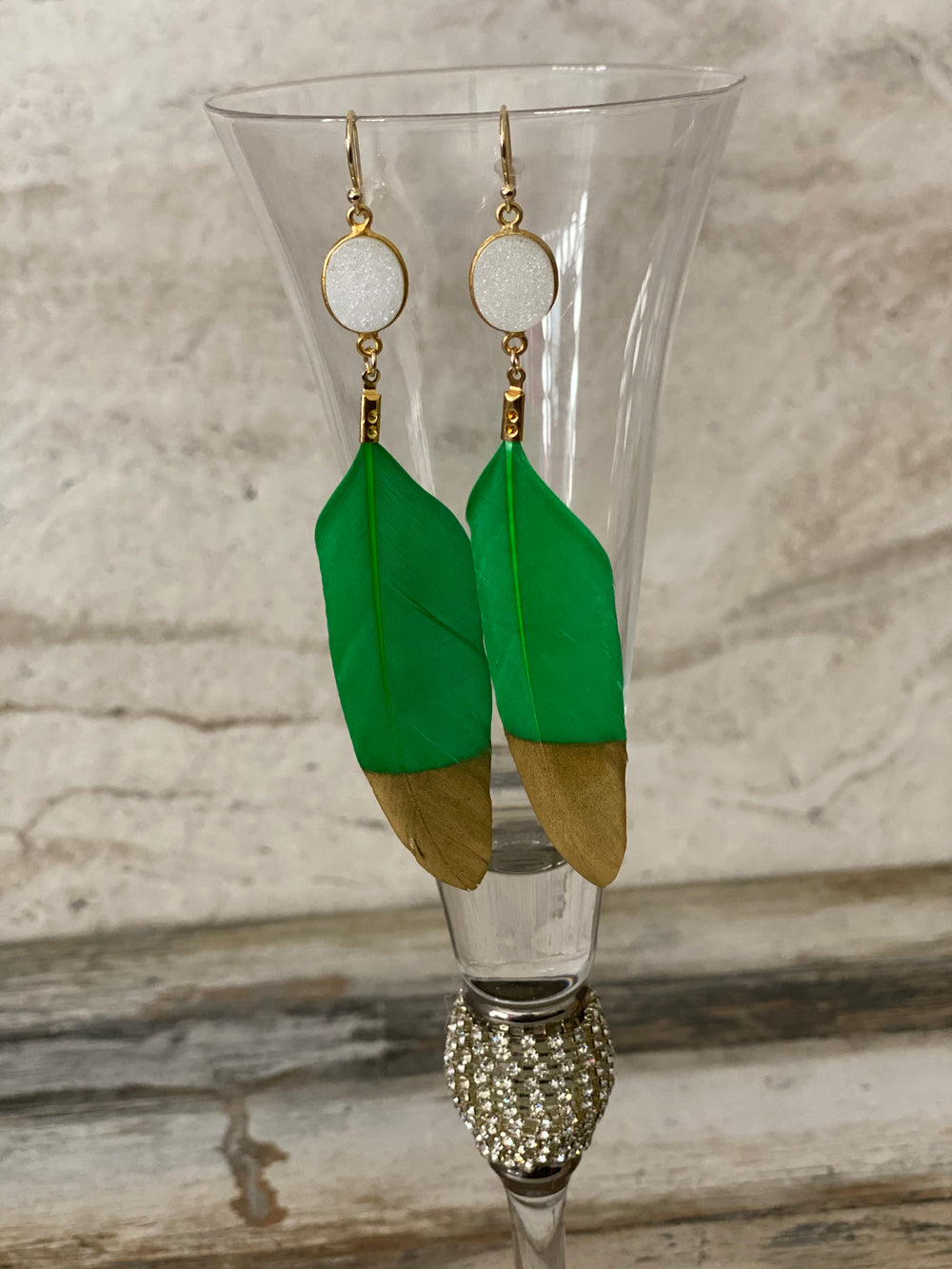 Feather Druzy Earrings - A&A Haute Spot