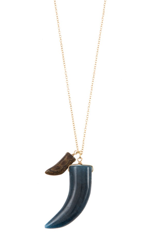 Elongated double horn pendant necklace - A&A Haute Spot