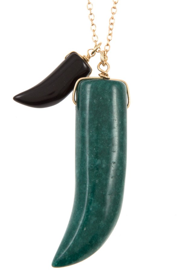 Elongated double horn pendant necklace - A&A Haute Spot