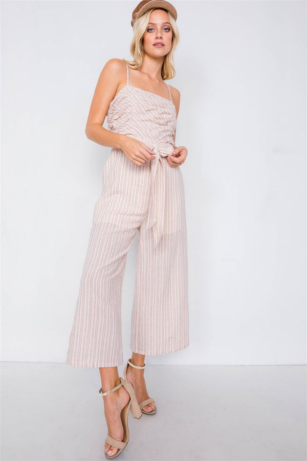 Spaghetti Strap Striped Jumpsuit - A&A Haute Spot