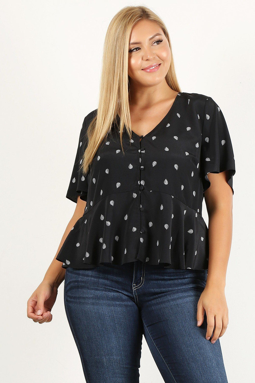 Plus Size Printed Short Sleeve Top - A&A Haute Spot