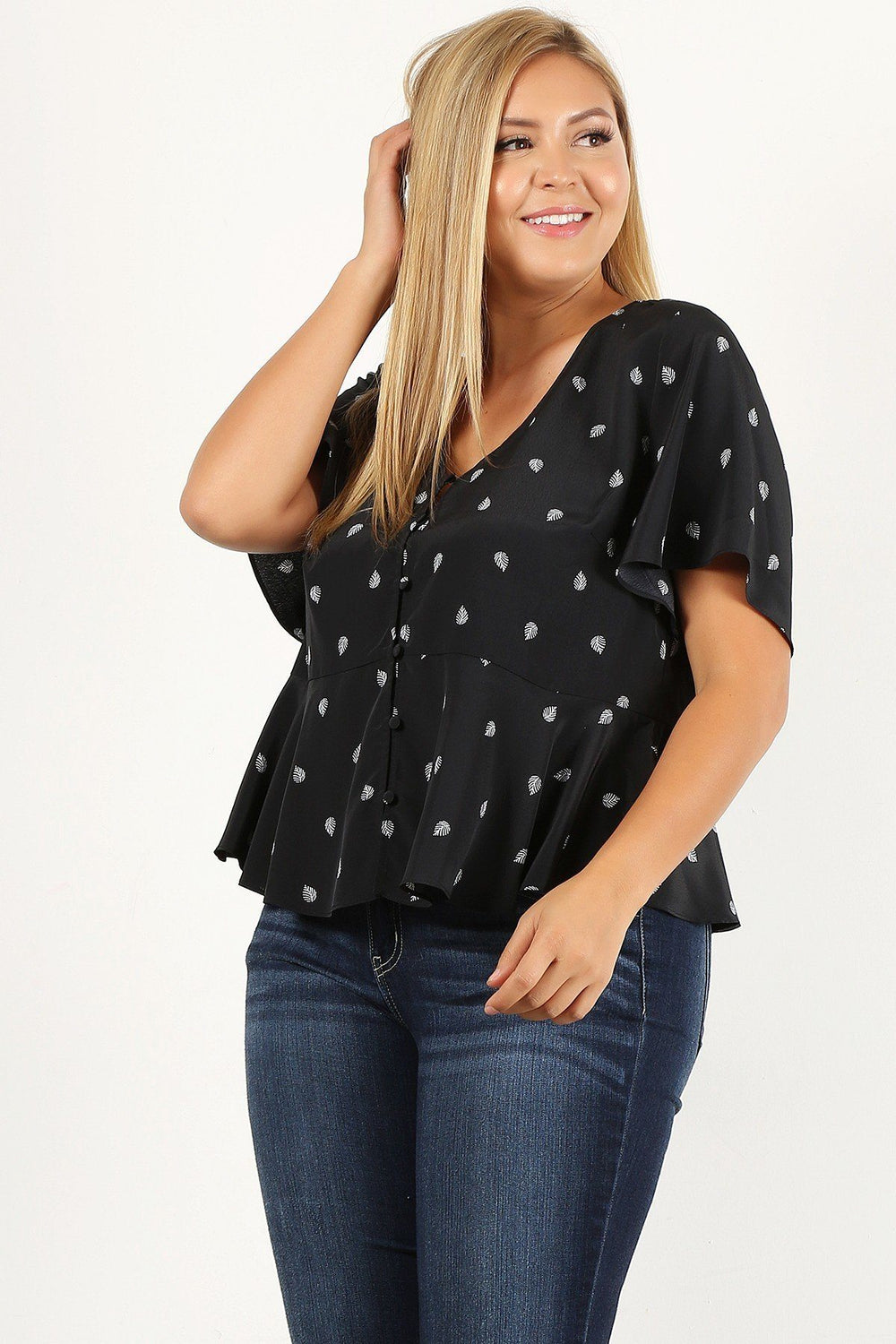 Plus Size Printed Short Sleeve Top - A&A Haute Spot