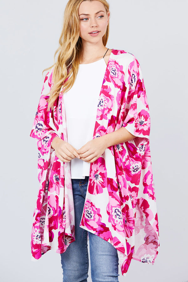 Slide Slit Print Kimono Cardigan - A&A Haute Spot