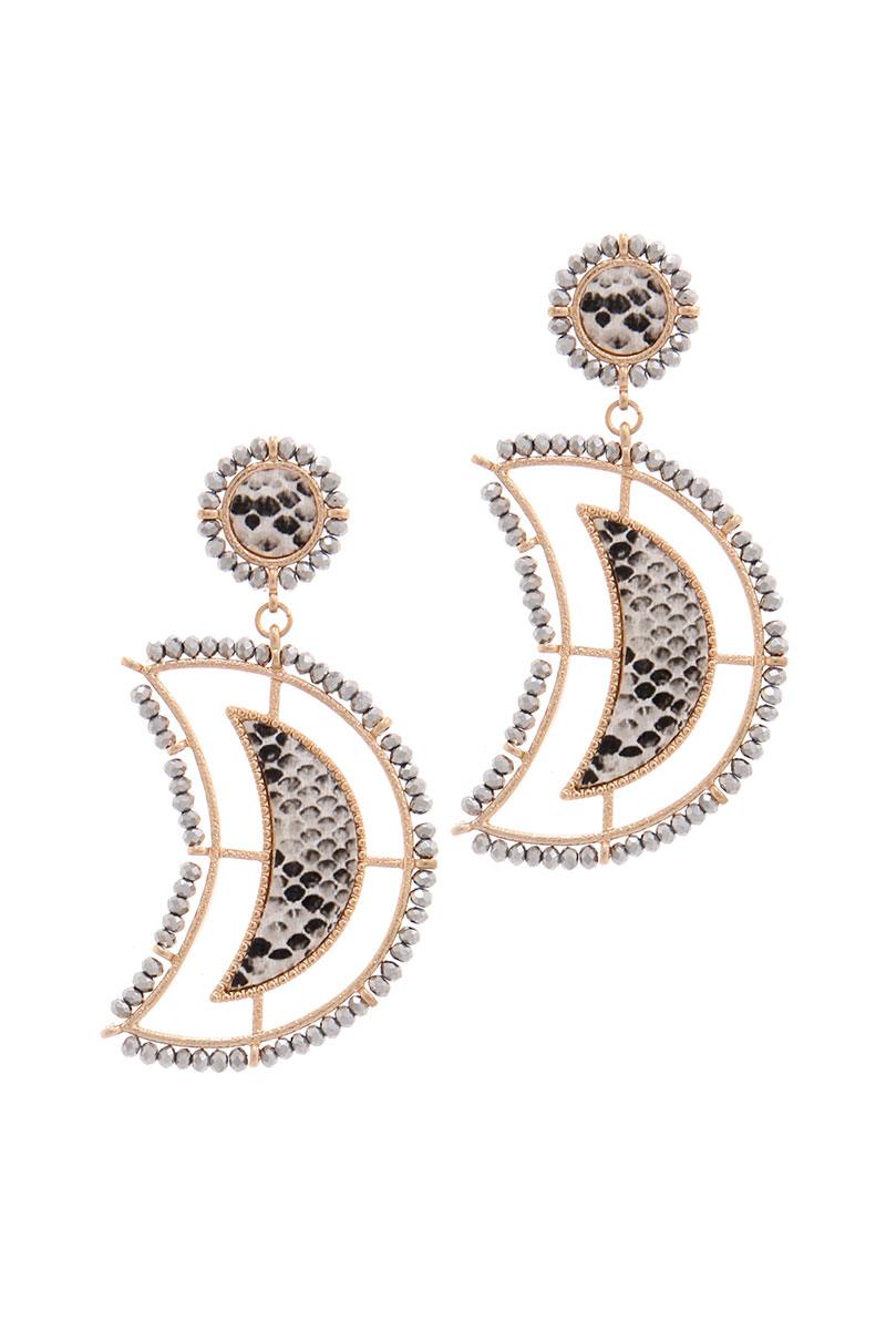 Beaded Snake Pattern Post Drop Earring - A&A Haute Spot