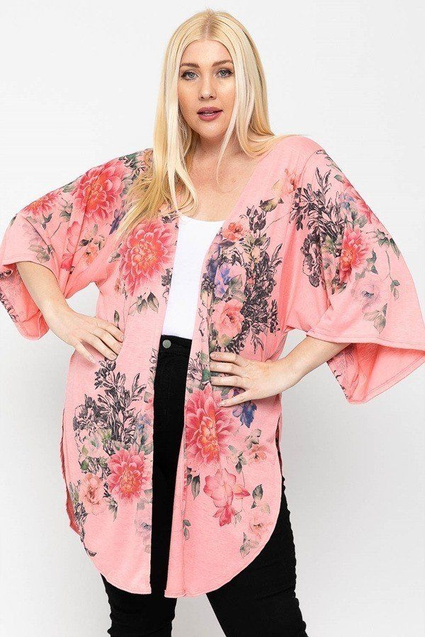 Floral Print, Long Body Cardigan - A&A Haute Spot