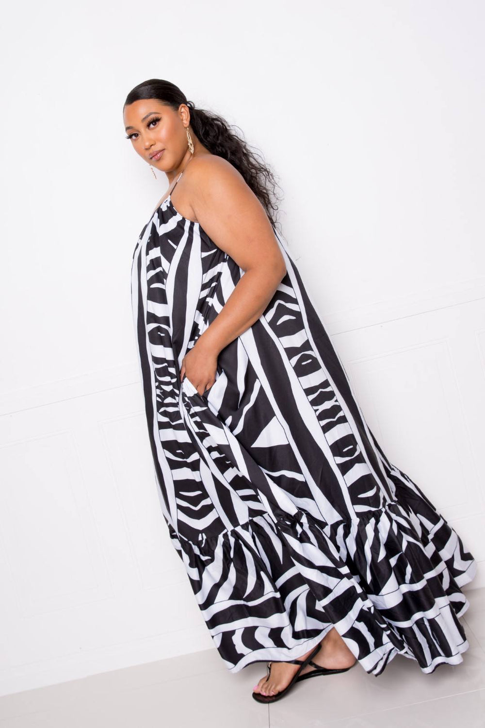 Printed Voluminous Maxi Dress - A&A Haute Spot