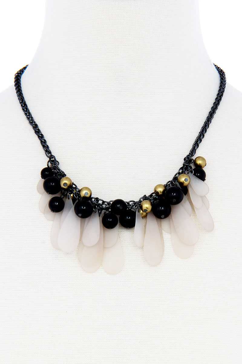 Black And Gold Balls With Tassel Statement Necklace - A&A Haute Spot